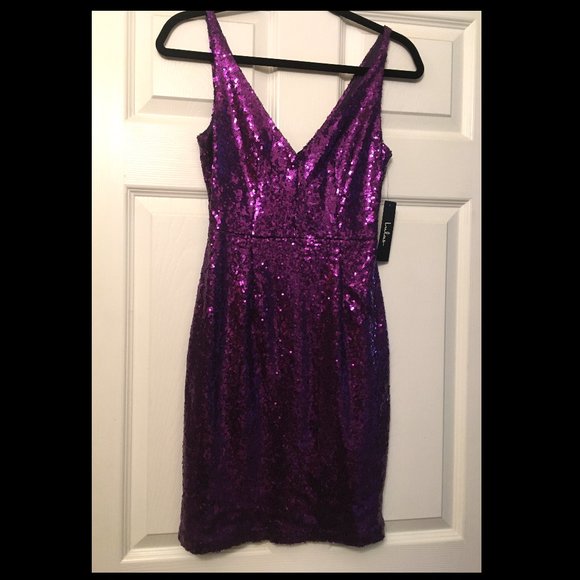 NWT Champagne Showers Purple Sequin Bodycon Dress - XS - Picture 5 of 7